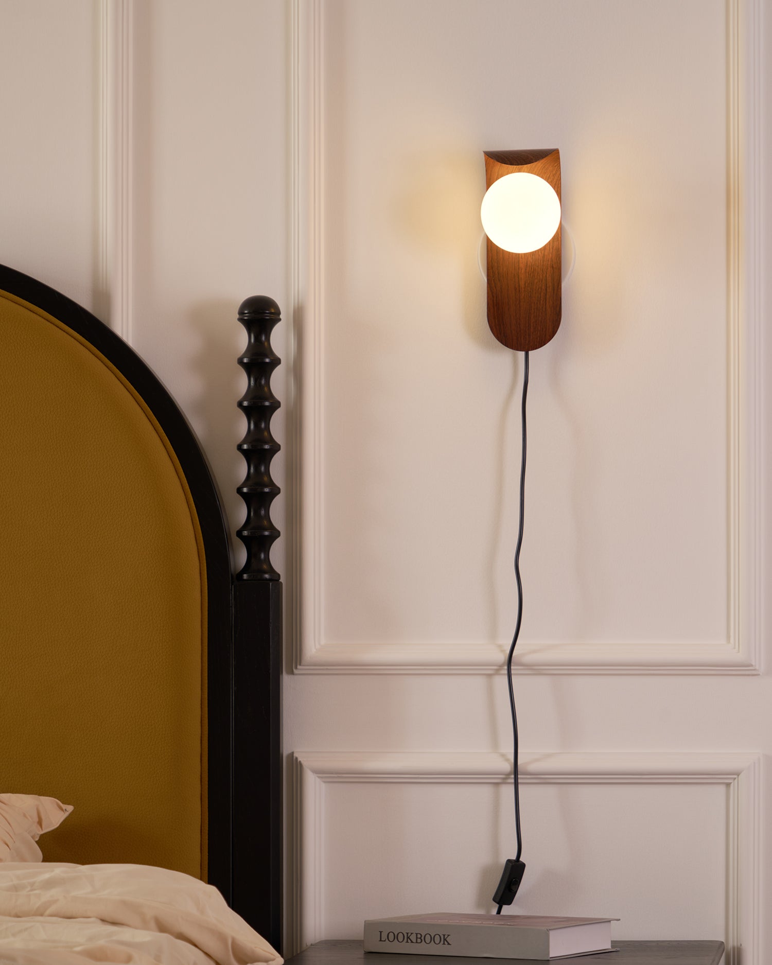 Wall Light – LED Walnut & Wood Globe Lamp