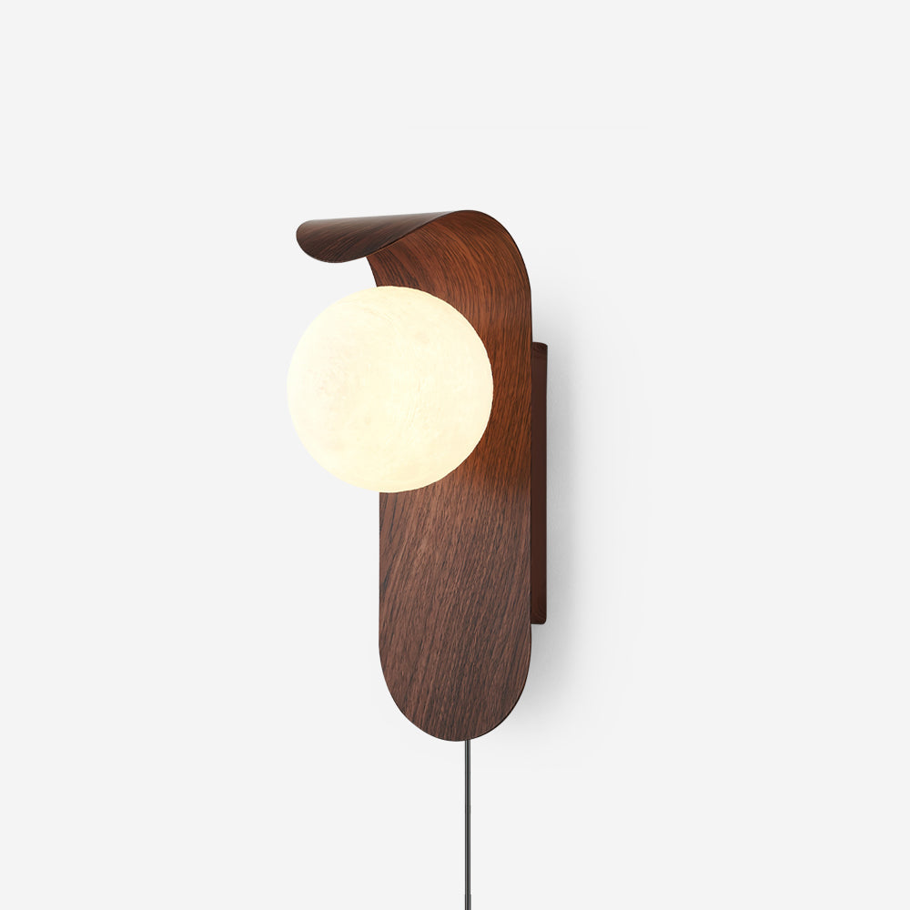 Wall Light – LED Walnut & Wood Globe Lamp