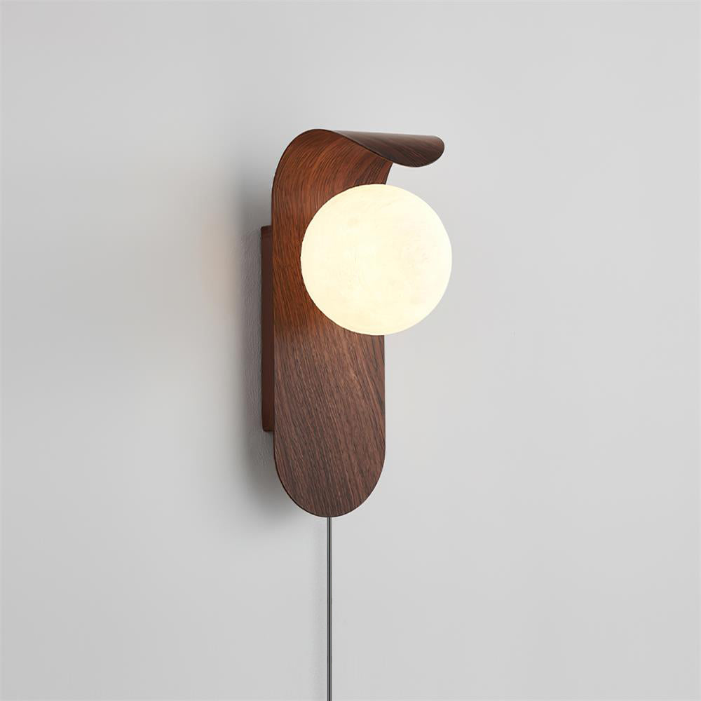 Wall Light – LED Walnut & Wood Globe Lamp