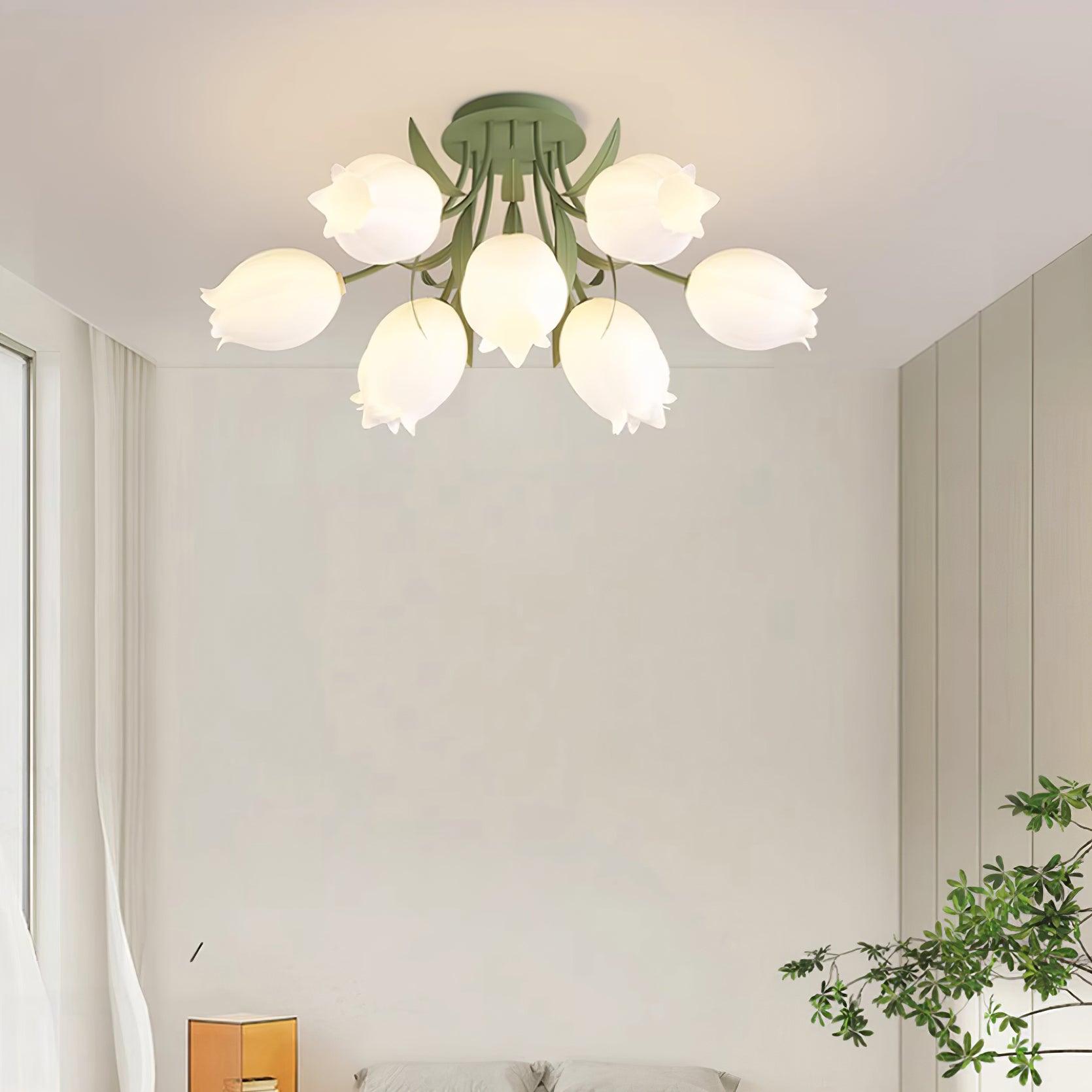 Ceiling Light – Floral LED Lily Lamp in Cream Finish