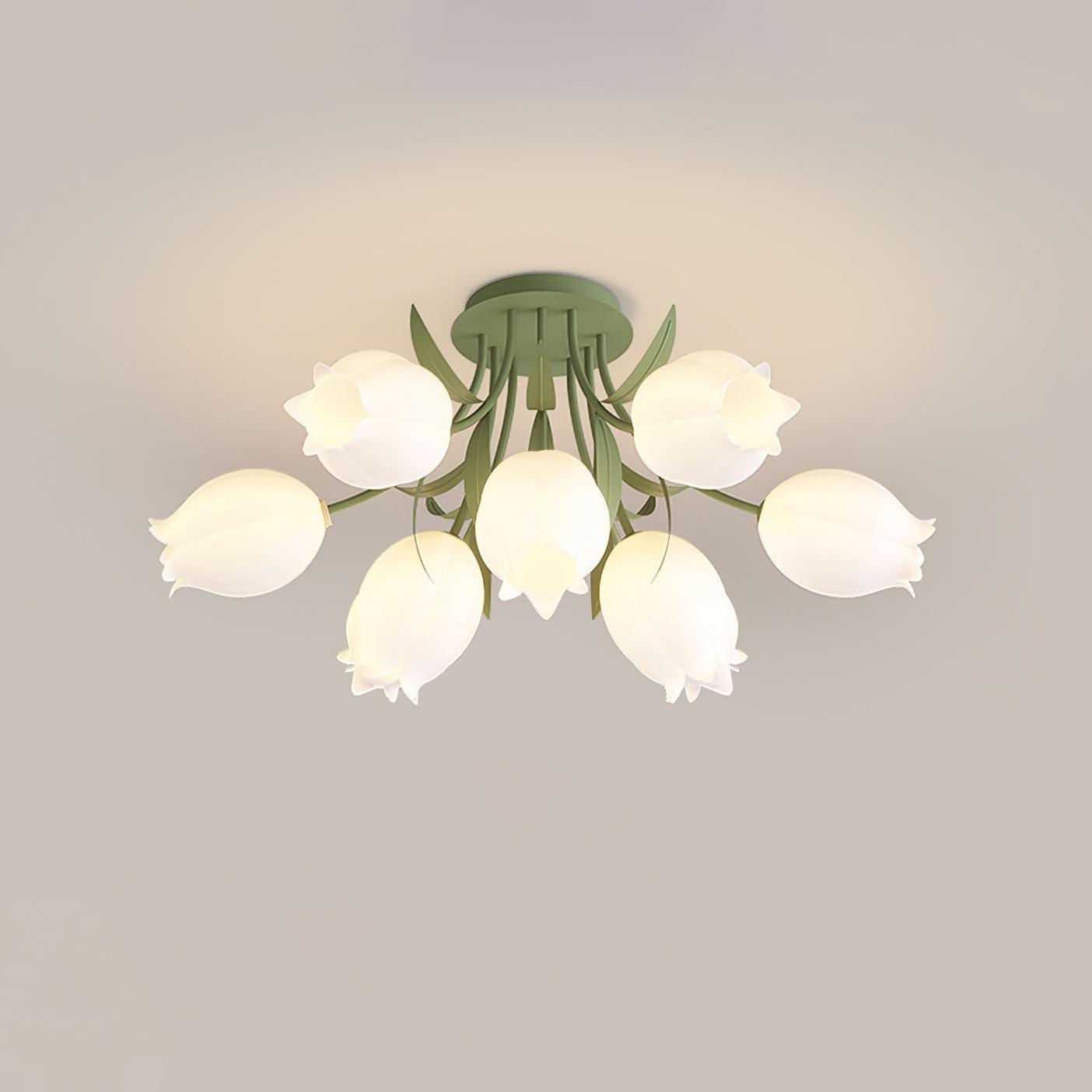 Ceiling Light – Floral LED Lily Lamp in Cream Finish